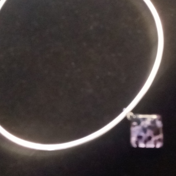 Murano glass pendant collar necklace 18 inches long Snake chain plunger clasp - Picture 3 of 7